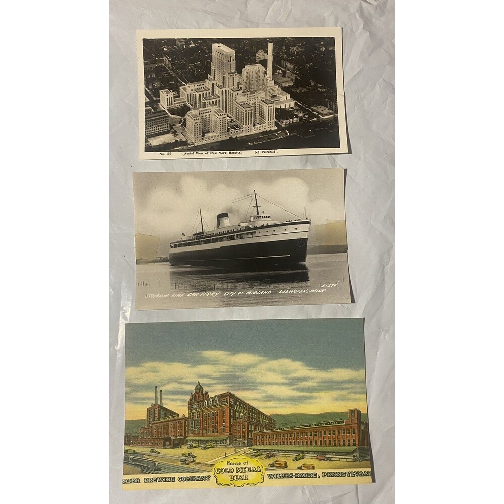 Lot of 3 Vintage Antique Post Cards & Photo New York Hospital Gold Medal Beer PA